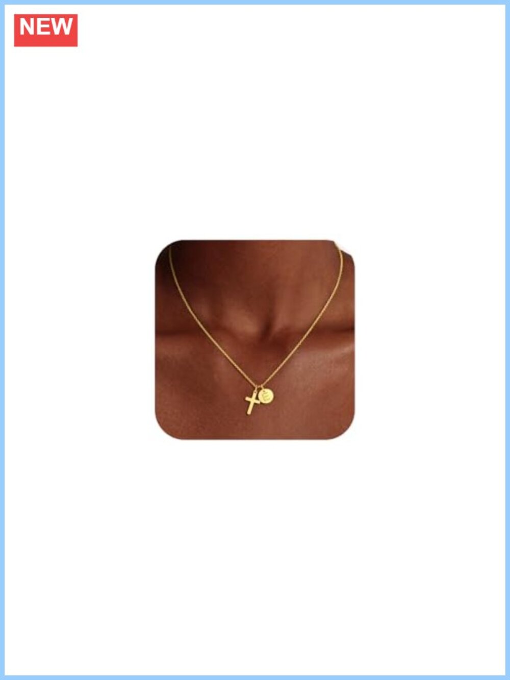 14k Gold Plated Cross Initial Necklace Adjustable 16-18.5in Women Gift